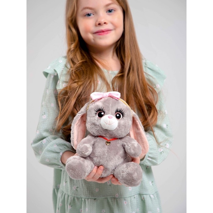 Мягкая игрушка «Зайка Ла-Пу-Ля в платье с повязкой бант», цвет серый, 20 см Мягкая игрушка «Зайка Ла-Пу-Ля в платье с повязкой бант», цвет серый, 20 см