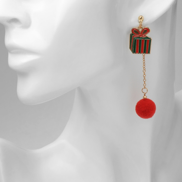 Новый год! Серьги «Новогодние» медведь, цветные в золоте Новый год! Серьги «Новогодние» медведь, цветные в золоте