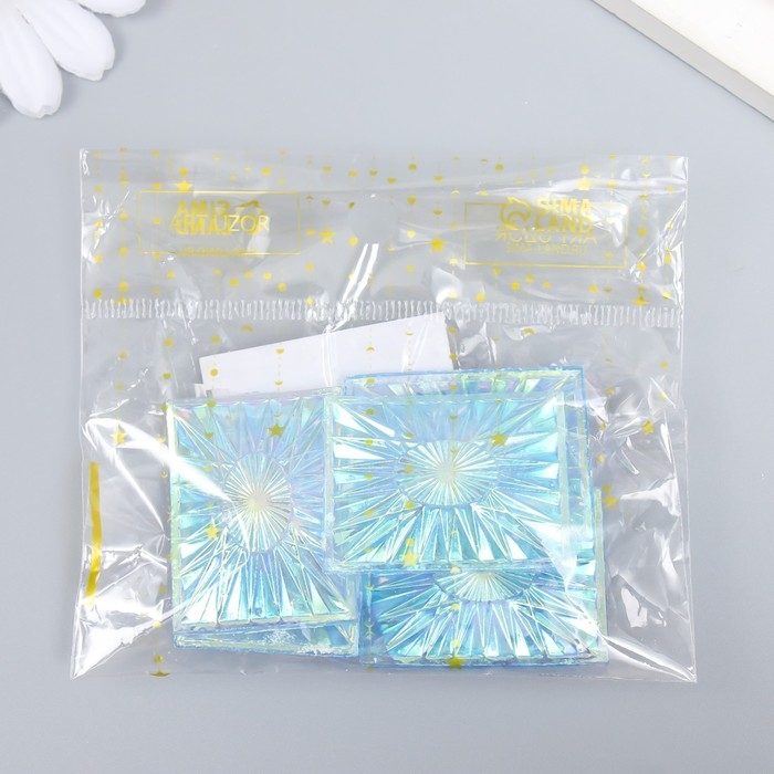 Декор для творчества пластик клеевой Декор для творчества пластик клеевой "Вспышка" голография перламутр набор 6 шт 4х3 см