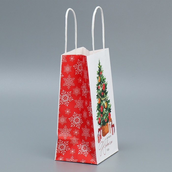 Пакет подарочный новогодний крафтовый «Уют в доме», 12 х 21 х 9 см, Новый год Пакет подарочный новогодний крафтовый «Уют в доме», 12 х 21 х 9 см, Новый год