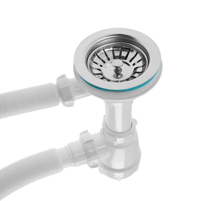 Сифон для мойки Aquant, 3 1/2 Сифон для мойки Aquant, 3 1/2" х 40 мм, прямоугольный перелив, с гофрой 40х40/50 мм