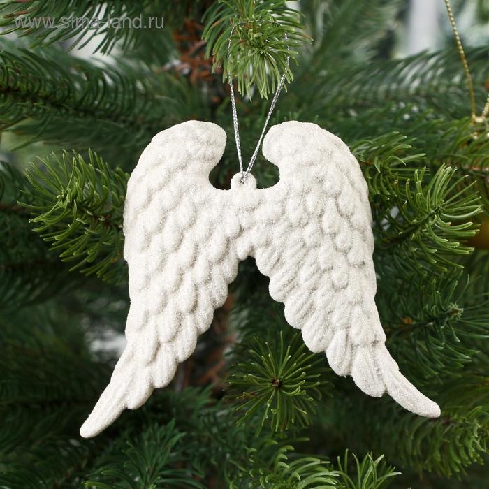 Ёлочные игрушки 2 шт. «Зимнее волшебство. Крылья ангела» пластик, 12х9,5 см, белый