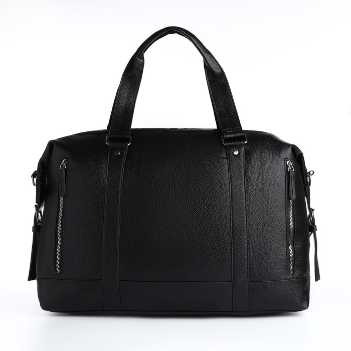 Сумка дорожная, 2 отдела на молниях, 3 наружных кармана, длинный ремень, цвет чёрный Сумка дорожная, 2 отдела на молниях, 3 наружных кармана, длинный ремень, цвет чёрный