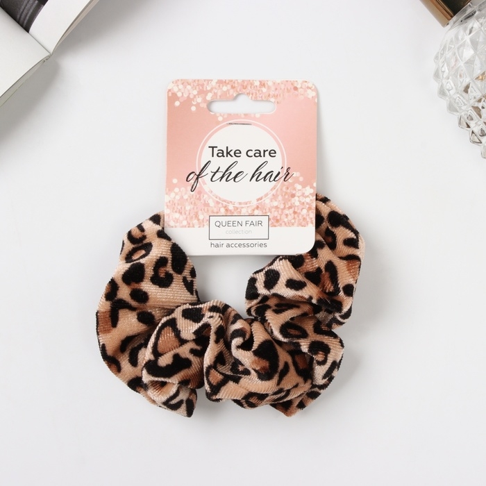 Резинка для волос Резинка для волос "Орбита" лео принт, 10 см, коричнево-бежевый
