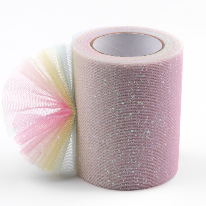 Фатин с глиттером «Радуга», 7,5 см, 11 ± 1 г/кв.м, 9 ± 0,5 м, цвет розовый №1 Фатин с глиттером «Радуга», 7,5 см, 11 ± 1 г/кв.м, 9 ± 0,5 м, цвет розовый №1