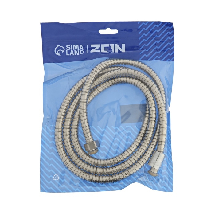 Душевой шланг ZEIN Z28PS, 200 см, цинковые гайки 1/2 Душевой шланг ZEIN Z28PS, 200 см, цинковые гайки 1/2", латунная втулка, нержавеющая сталь
