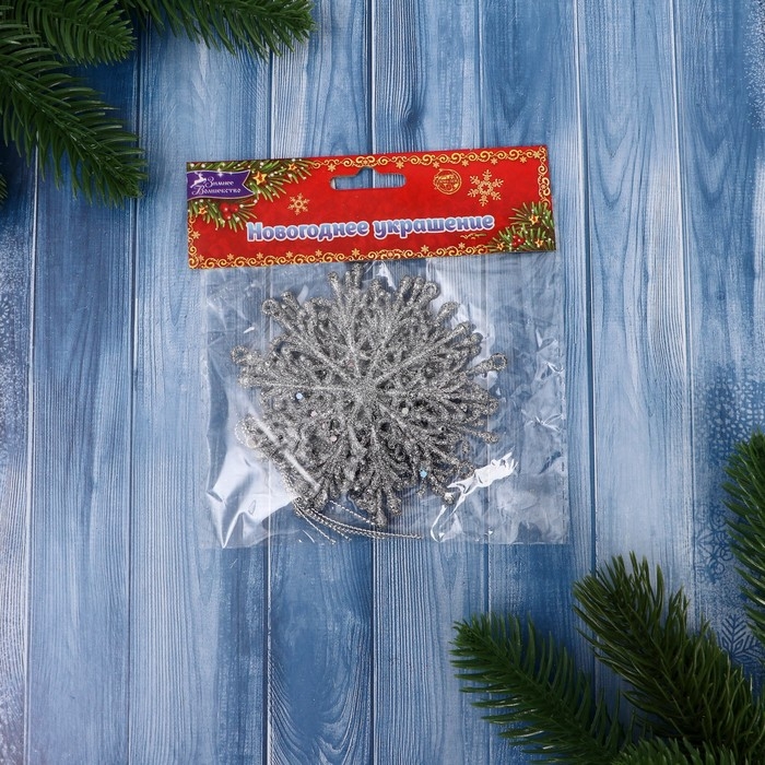 Украшение ёлочное Украшение ёлочное "Снежинка" (набор 4 шт) d-9 см, микс