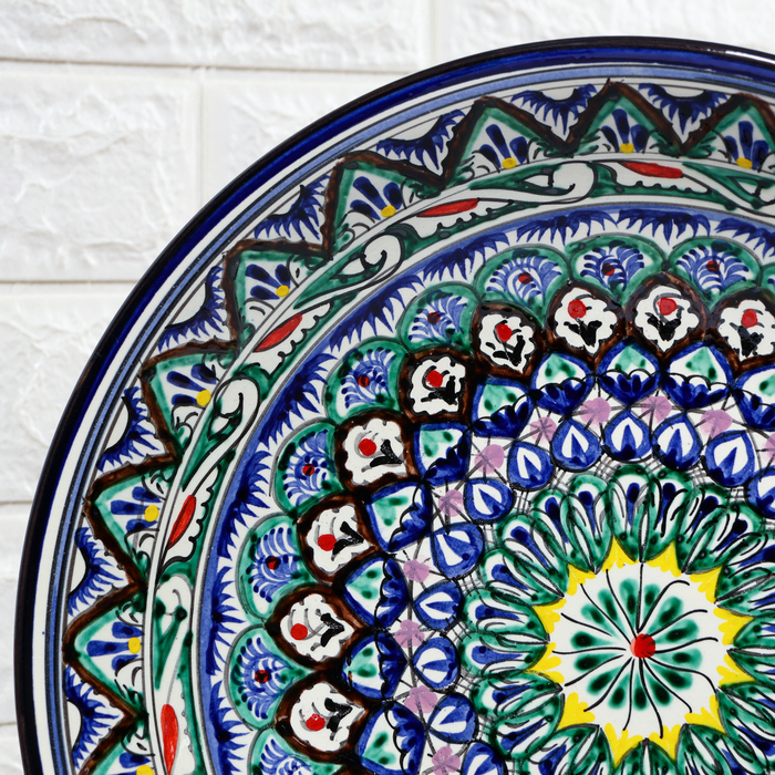 Ляган Риштанская Керамика  Ляган Риштанская Керамика "Узоры", 33 см, синий