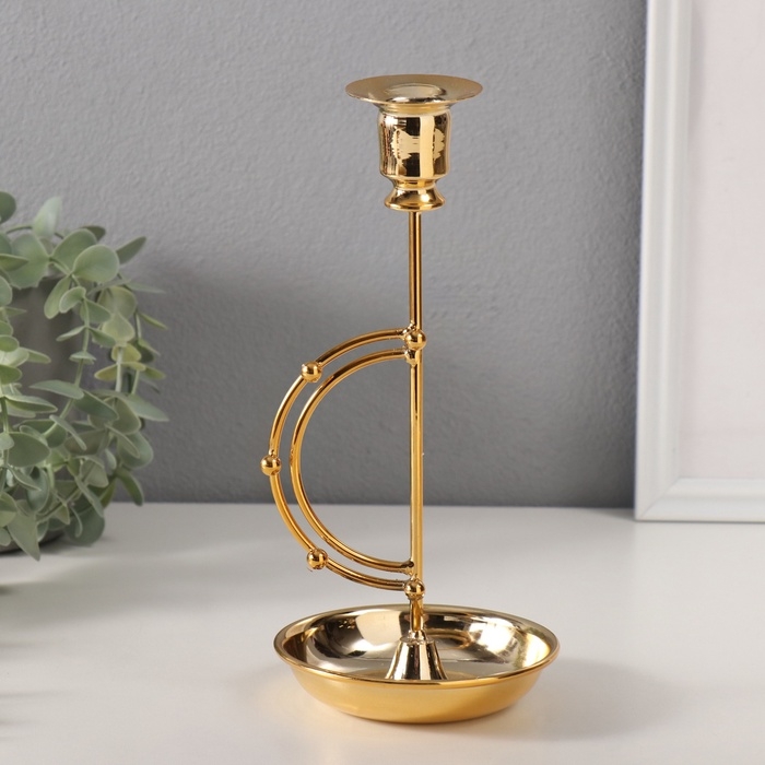 Подсвечник металл на 1 свечу Подсвечник металл на 1 свечу "Шарики на дуге" d-2 см 10,5х10,5х23 см