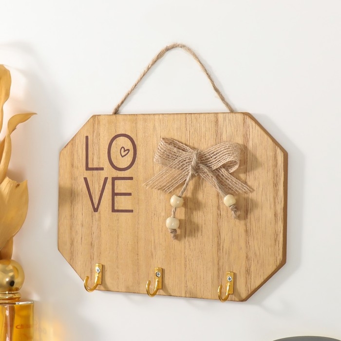 Крючки декоративные дерево Крючки декоративные дерево "Love с сердечком и бантом" 20х14 см