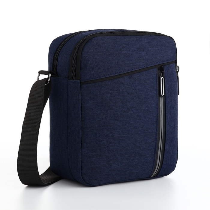 Сумка мужская на молниях, наружный карман, цвет синий Сумка мужская на молниях, наружный карман, цвет синий