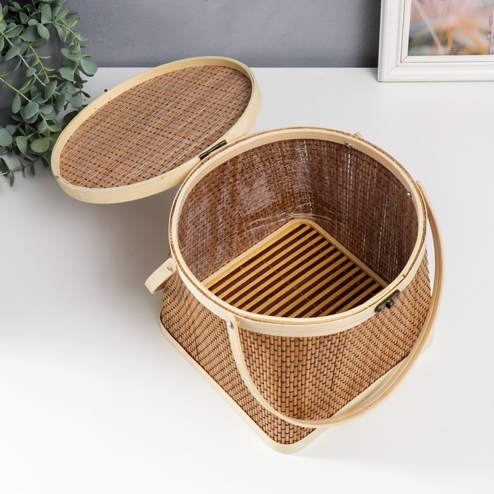 Шкатулка бамбук Шкатулка бамбук "Кузовок" с ручками 18х20х22 см