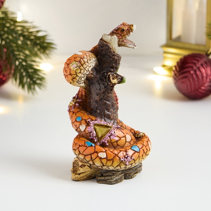 Фигура Фигура "Змея-мозаика с открытой пастью" 5х5х9см, цветная