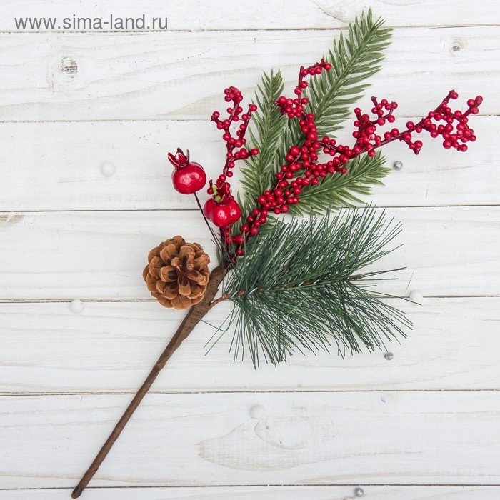 Декор  Декор "Зимние мечты" ягоды, шишка, 30 см