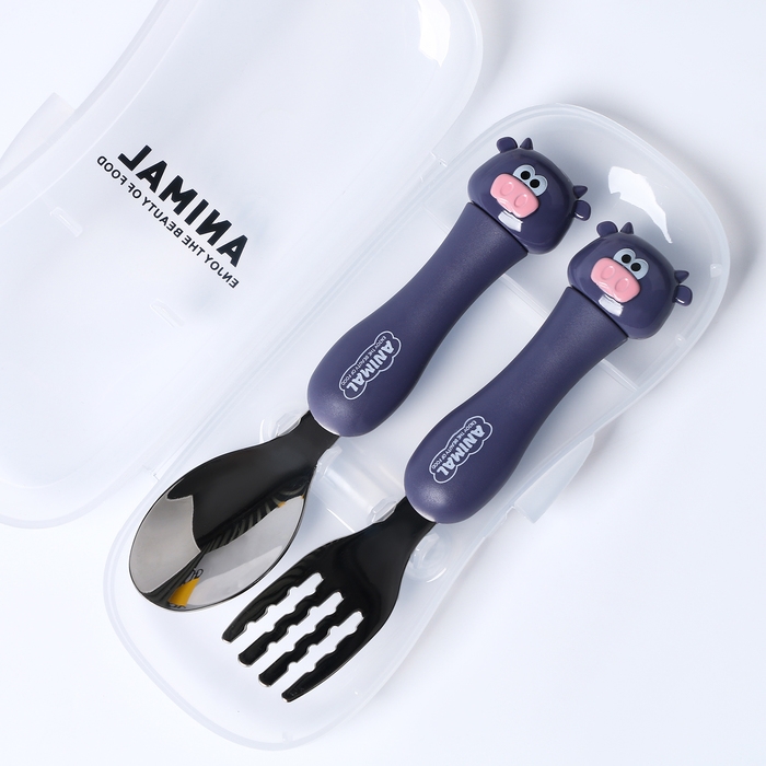 Набор детских столовых приборов в футляре «Коровки», вилка, ложка Набор детских столовых приборов в футляре «Коровки», вилка, ложка