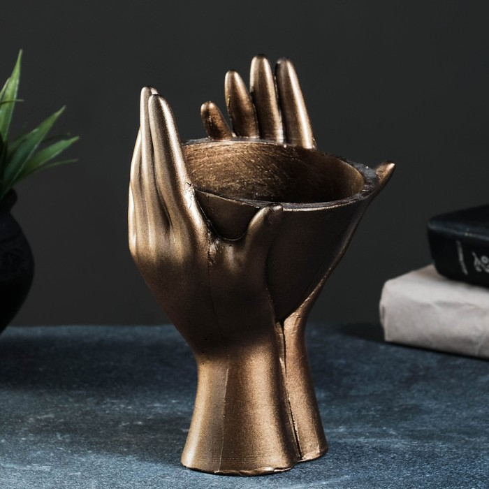 Кашпо - органайзер  Кашпо - органайзер "Мечты в руках" бронза, 13х20,5х13,5см