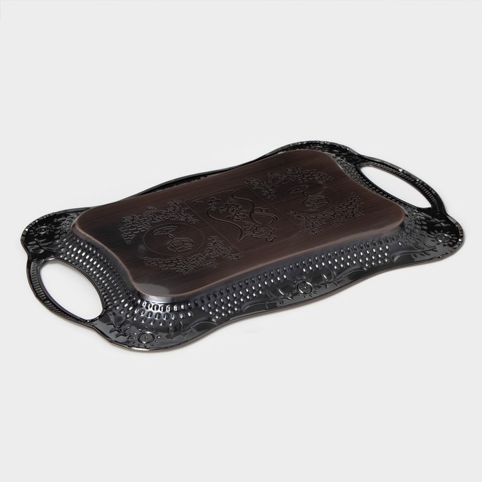 Поднос из нержавеющей стали с ручками «Изобилие», 38×25×2,5 см, цвет бронзовый Поднос из нержавеющей стали с ручками «Изобилие», 38×25×2,5 см, цвет бронзовый