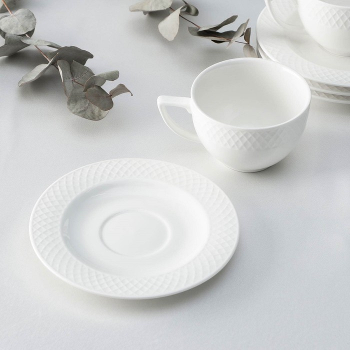 Набор фарфоровый чайный Wilmax «Юлия Высоцкая», на 6 персон, 12 предметов: 6 чашек 240 мл, 6 блюдец, цвет белый Набор фарфоровый чайный Wilmax «Юлия Высоцкая», на 6 персон, 12 предметов: 6 чашек 240 мл, 6 блюдец, цвет белый