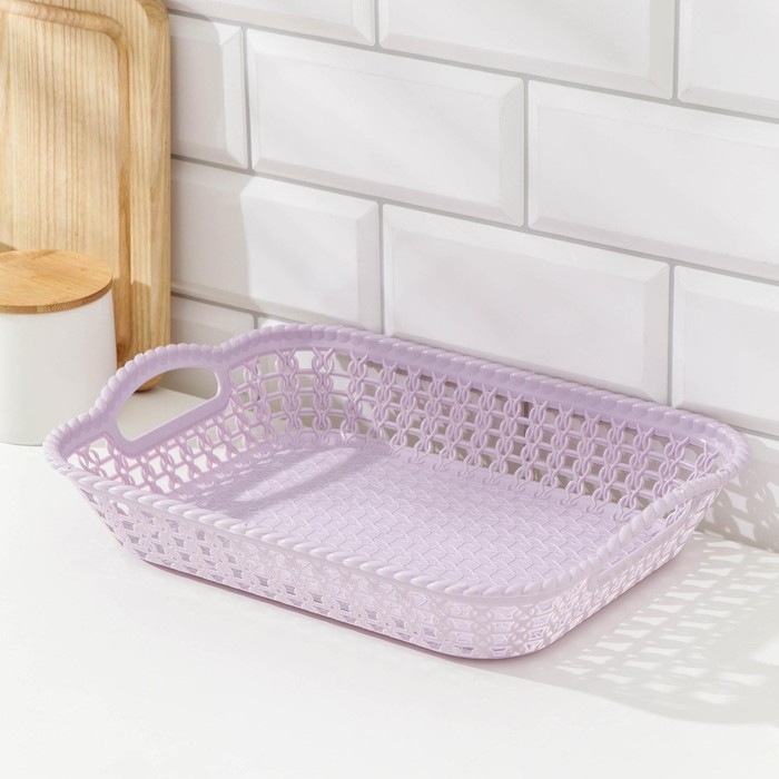 Поднос пластиковый прямоугольный Доляна «Плетение», 32×23×5 см, цвет МИКС Поднос пластиковый прямоугольный Доляна «Плетение», 32×23×5 см, цвет МИКС