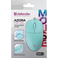 Мышь Defender Azora MB-241, игровая, проводная, 1200 dpi, 1.8 м, USB, голубая