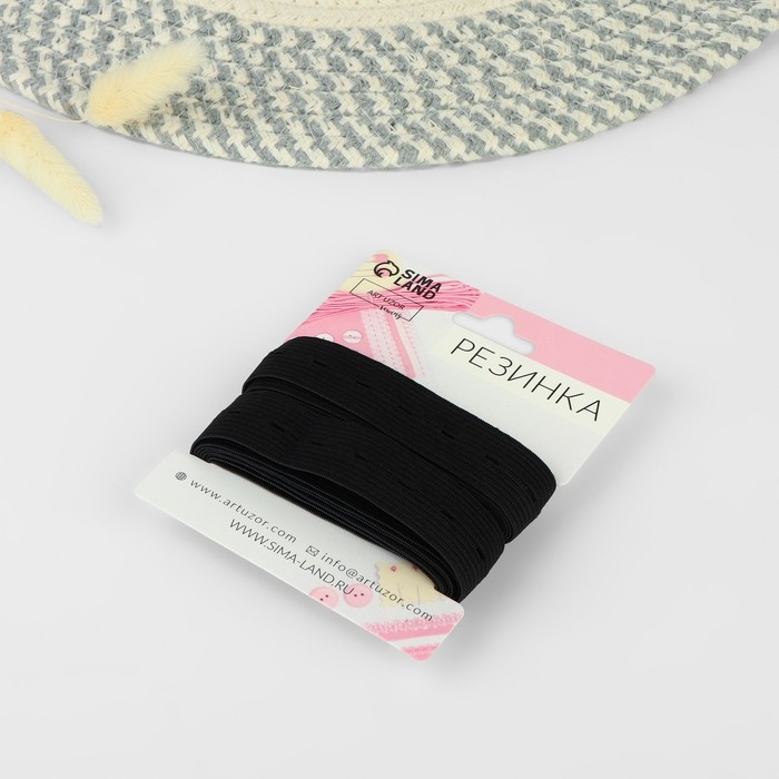 Резинка вязаная, перфорированная, 20 мм, 2,4 ± 0,5 м, цвет чёрный Резинка вязаная, перфорированная, 20 мм, 2,4 ± 0,5 м, цвет чёрный