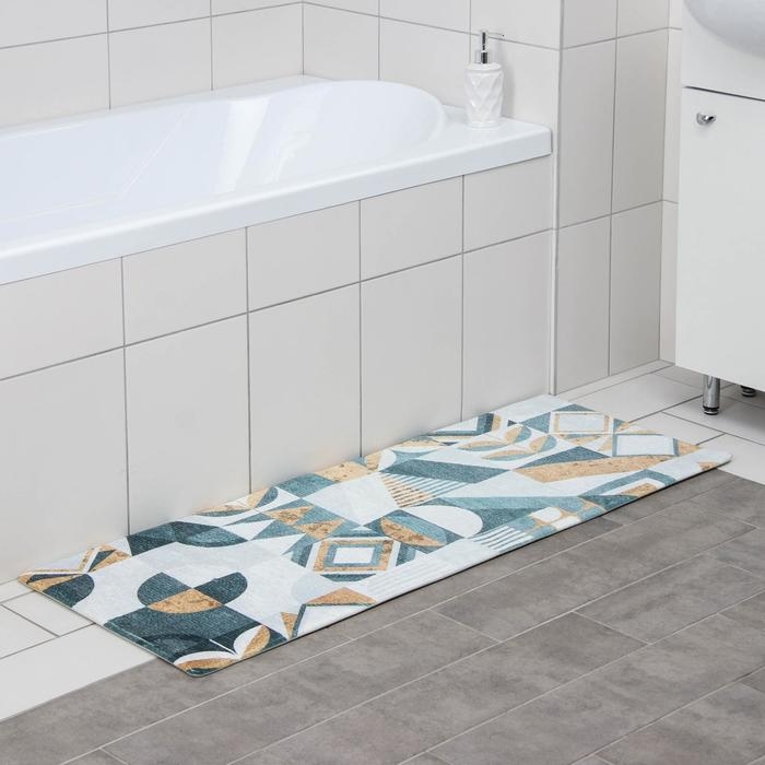 Коврик для ванной Доляна «Тори», 45×120 см, цвет зелёно-жёлтый Коврик для ванной Доляна «Тори», 45×120 см, цвет зелёно-жёлтый