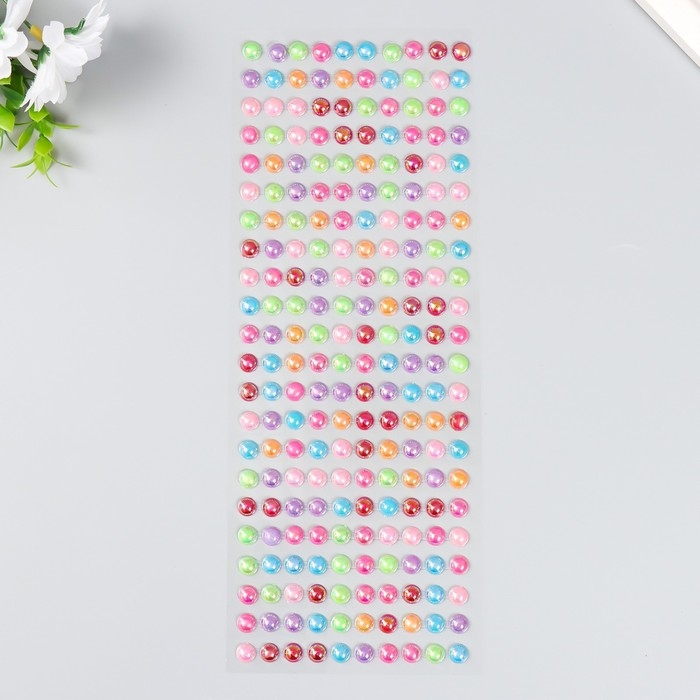 Наклейка пластик стразы Наклейка пластик стразы "Полужемчужины перламутр" d=0,7 см МИКС 10,7х32 см