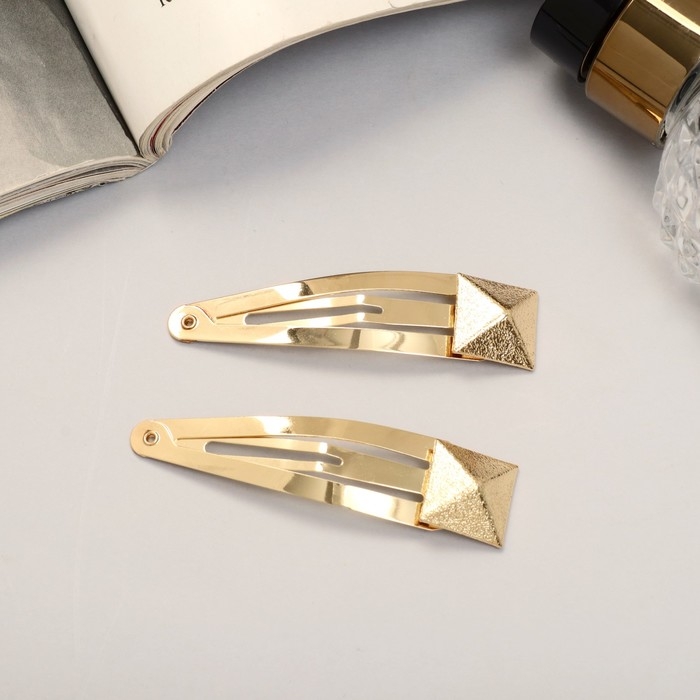 Невидимка для волос  Невидимка для волос "Аманда" (набор 2 шт) куб, 6,5 см, золото