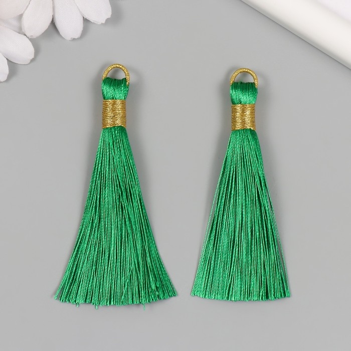 Декор для творчества текстиль Декор для творчества текстиль "Кисть. Оливия" зелёный набор 2 шт 8х1,2 см