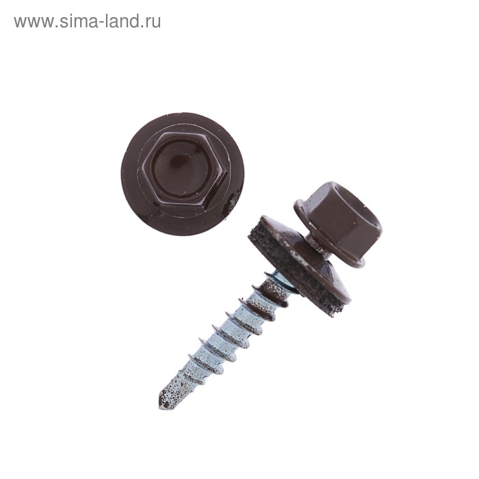 Саморезы кровельные 4.8х29 RAL8017, темно-коричневый, 250 шт. Саморезы кровельные 4.8х29 RAL8017, темно-коричневый, 250 шт.
