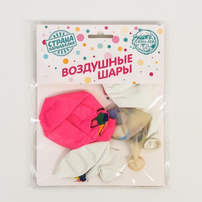 Букет из шаров 12" &laquo;Единорог&raquo;, конфетти, латекс, лента, набор 5 шт.