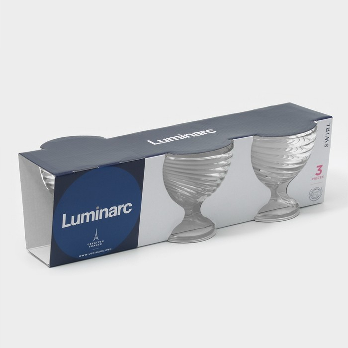 Набор стеклянных креманок для мороженого «Свирл», 300 мл, 3 шт Набор стеклянных креманок для мороженого «Свирл», 300 мл, 3 шт