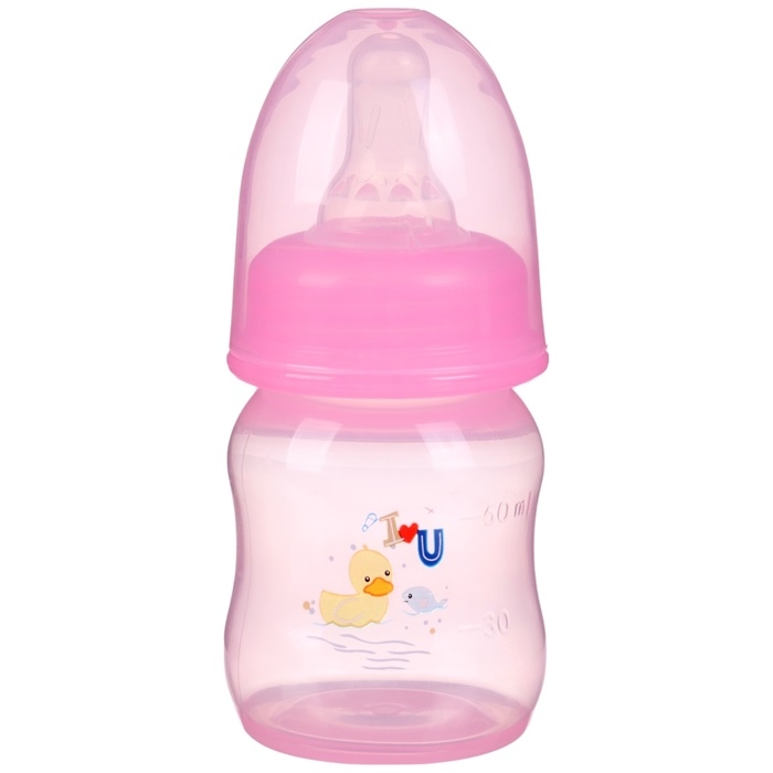 Бутылочка для кормления цветная, классическое горло, 60 мл., от 0 мес., рисунок МИКС для девочки Бутылочка для кормления цветная, классическое горло, 60 мл., от 0 мес., рисунок МИКС для девочки