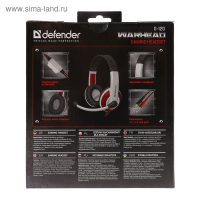 Наушники Defender Warhead G-120, игровые, полноразмерные, микрофон, 3.5мм, 2 м,черно-красные