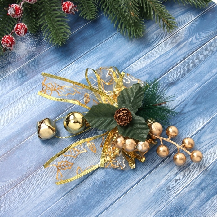 Украшение ёлочное Украшение ёлочное "Новогодний стиль" бант прозрачный, 16х12 см, золото