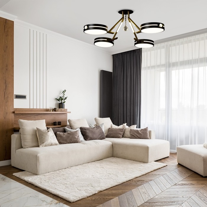 Люстра Люстра "Антеко" 4хLED 104Вт 3000-6000К черно-золотой 65х65х27 см BayerLux