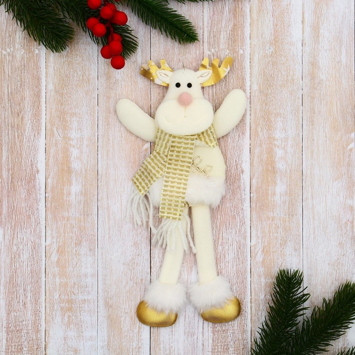 Мягкая подвеска Мягкая подвеска "Олень в костюмчике с цветами, длинные ножки" 8х24 см, золото