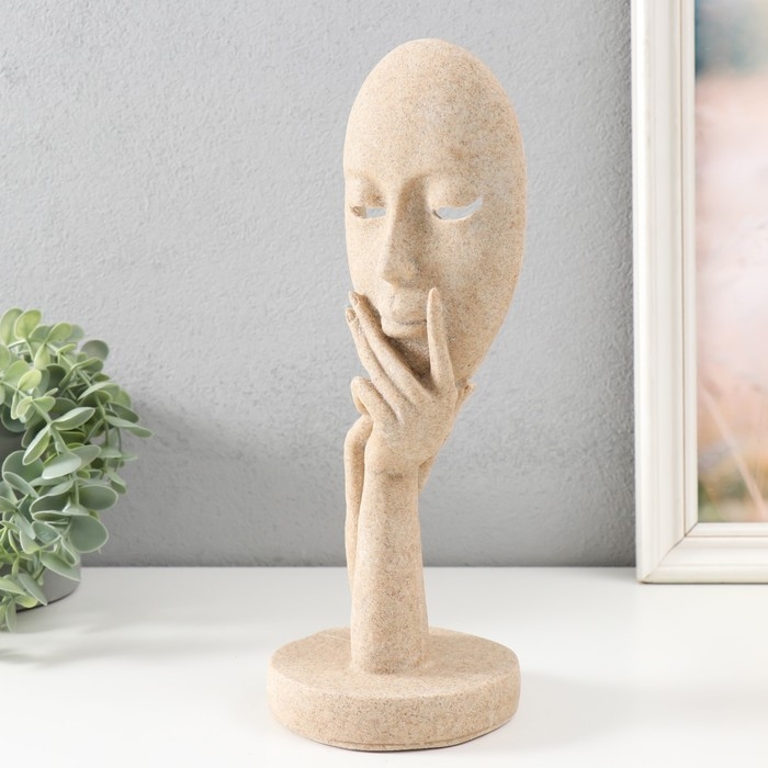 Сувенир полистоун Сувенир полистоун "Маска - лицо девушки" песочный 11,5х11,5х29 см