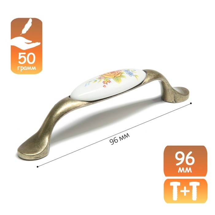 Ручка скоба ROSE CAPPIO Ceramics, 96 мм, цвет бронза Ручка скоба ROSE CAPPIO Ceramics, 96 мм, цвет бронза