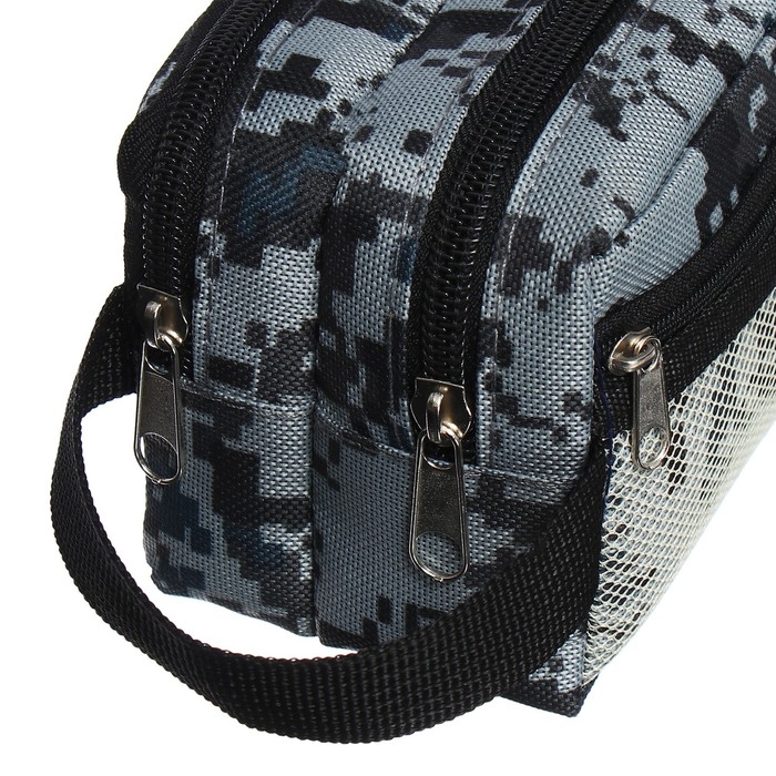 Пенал мягкий 3 отделения, 90 х 215 х 80 мм, объёмный, с ручкой,Calligrata, Пенал мягкий 3 отделения, 90 х 215 х 80 мм, объёмный, с ручкой,Calligrata, "Миллитари" серый