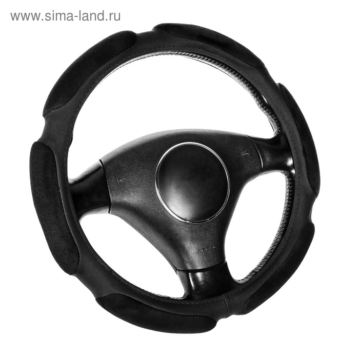 Оплетка на руль TORSO, анатомическая, велюр 6 подушек, размер 38 см, черный Оплетка на руль TORSO, анатомическая, велюр 6 подушек, размер 38 см, черный