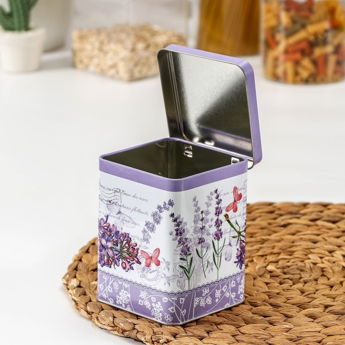 Банка для сыпучих продуктов «Лаванда», 860 мл, 8,7×11,4 см, прямоугольная
