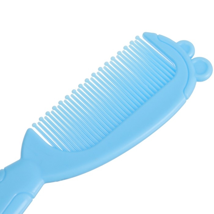 Набор для ухода за волосами: расческа и щетка «Мишка»,  цвет голубой