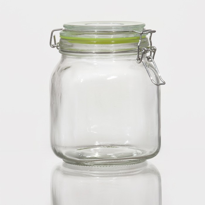 Банка стеклянная для сыпучих продуктов с бугельным замком &laquo;Радуга&raquo;, 900 мл, 12&times;11&times;15 см, цвет МИКС