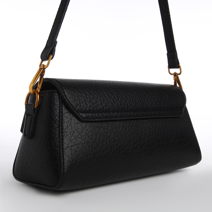 Сумка женская мессенджер на клапане TEXTURA, средний размер, цвет чёрный Сумка женская мессенджер на клапане TEXTURA, средний размер, цвет чёрный