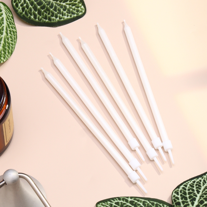 Свечи в торт Свечи в торт "Ройс", 6 шт, высокие, 12,5 см, жемчужный металлик