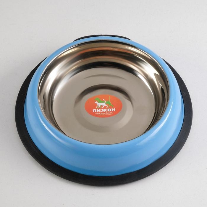 Миска с нескользящим основанием округлая цветная с ручкой, 450 мл, голубая Миска с нескользящим основанием округлая цветная с ручкой, 450 мл, голубая