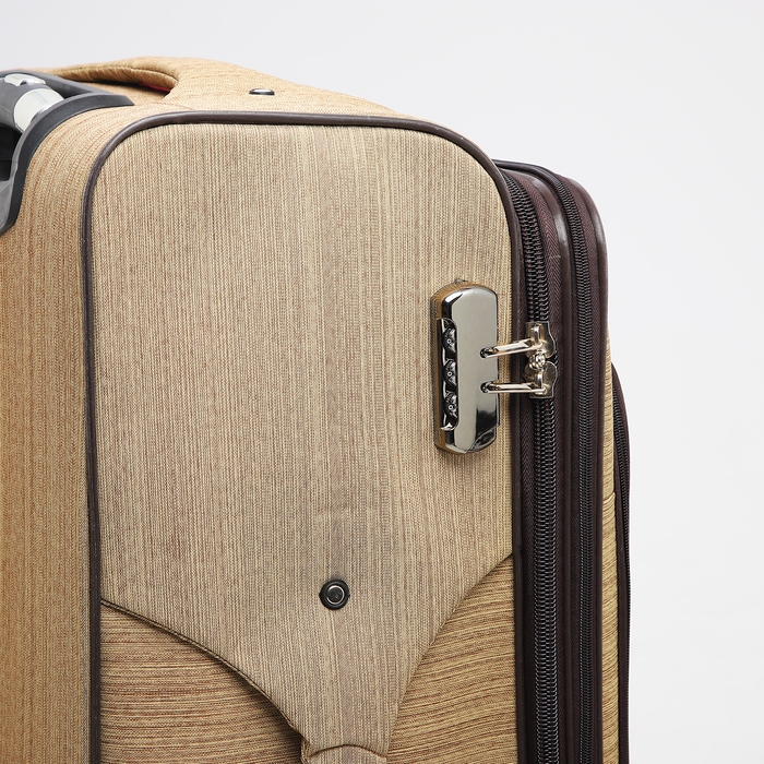 Чемодан большой 95 л (L), отдел на молнии, с расширением, кодовый замок, 4 колеса, наружный карман, цвет бежевый Чемодан большой 95 л (L), отдел на молнии, с расширением, кодовый замок, 4 колеса, наружный карман, цвет бежевый