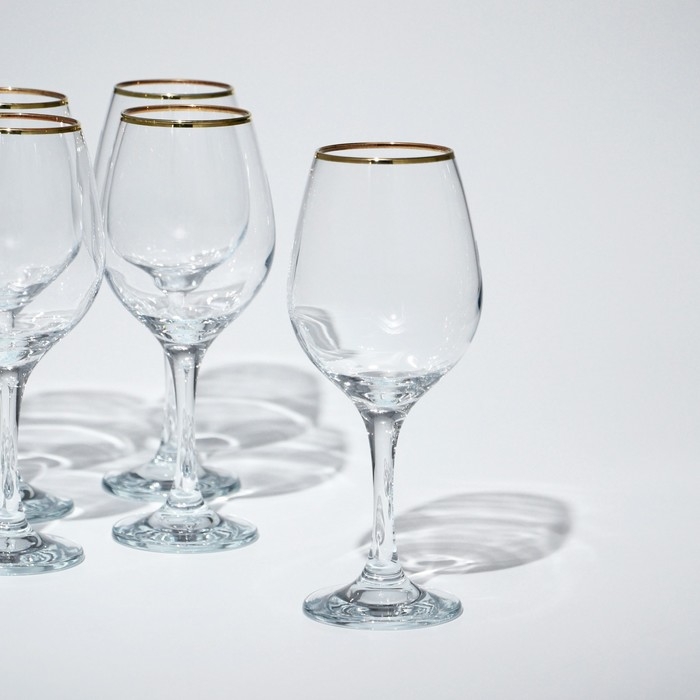 Набор стеклянных бокалов Amber, 365 мл, 6 шт, золотая кайма Набор стеклянных бокалов Amber, 365 мл, 6 шт, золотая кайма