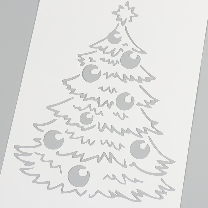 Трафарет пластиковый Трафарет пластиковый "Елка с игрушками", размер 16х24 см